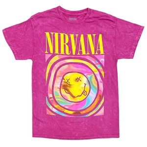 NIRVANA Pink Tie-Dye Smiley Short Sleeve Tee